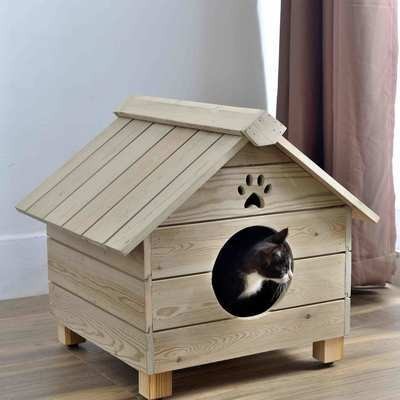 Outdoor cat bed solid wood antiseptic Finnish wood summer ventilation house type pet cat supplies outdoor pet house