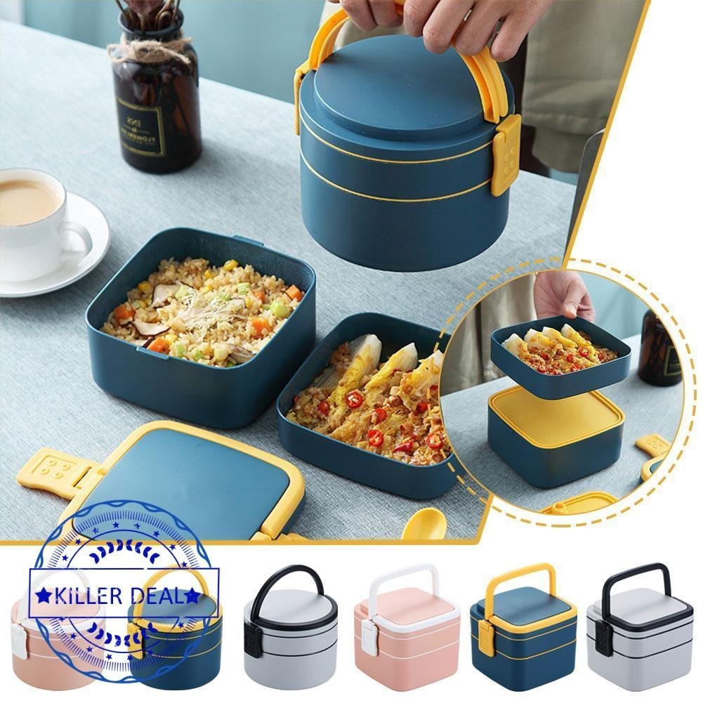 Multilayered Bento Box With Japanese Food Warmer Portable Lunch Box For Microwave Heating 