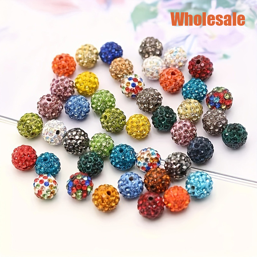 20Pcs 8/10mm Crystal Disco Round Ball Space Loose Beads DIY For Necklace Bracelet Charms Jewelry Making