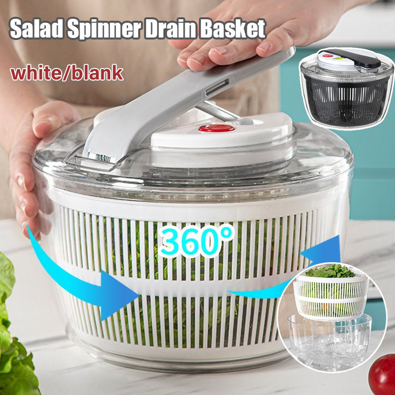 COD Salad Spinner Drain Basket Dehydrated Machine Manual Salad Dehydrator Vegetable Colander Water Drain Basket