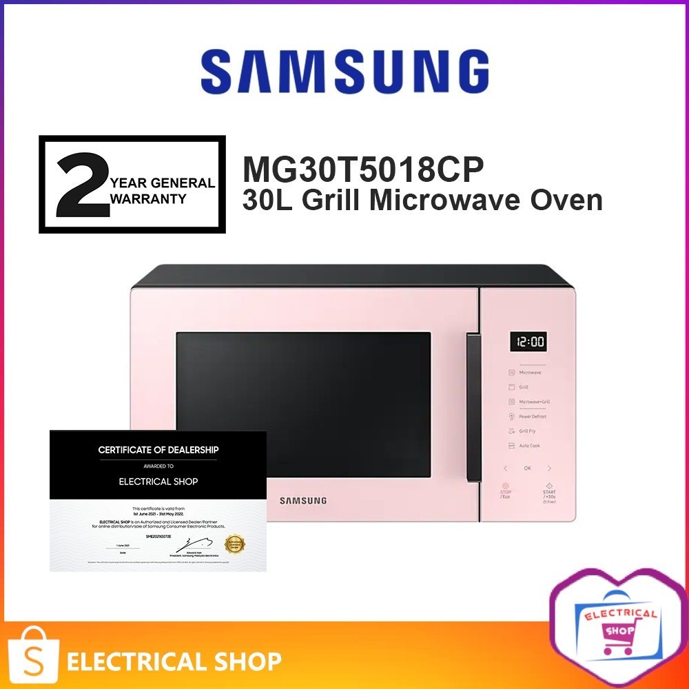 Samsung Grill Microwave Oven with Healthy Grill Fry Function - Pink (30L) MG30T5018CP