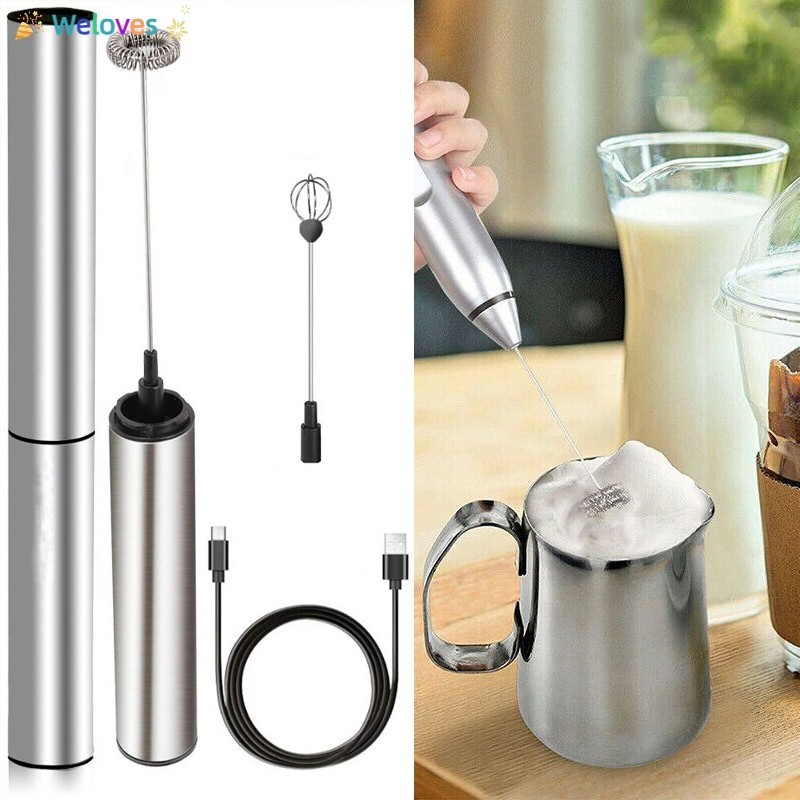 <weloves> USB Electric Milk Frother Foam Maker Egg Whisk Mixer Handheld Rechargeable Tool