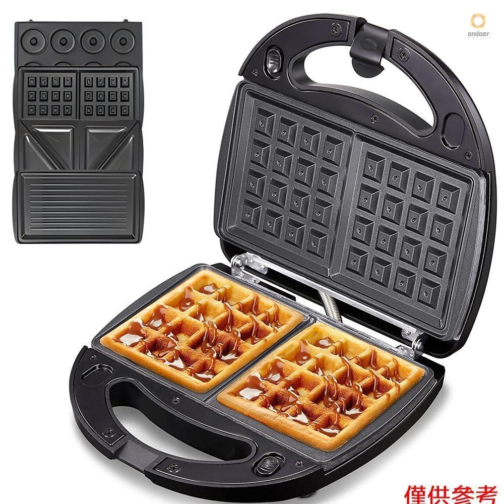 Sandwich Maker 4 in 1 750W Panini Press Grill with Non-stick Plates / Double-Sided Heating / Indicator Lights Portable Electric Breakfast Waffle Maker with Panini Grill / Sandwich 