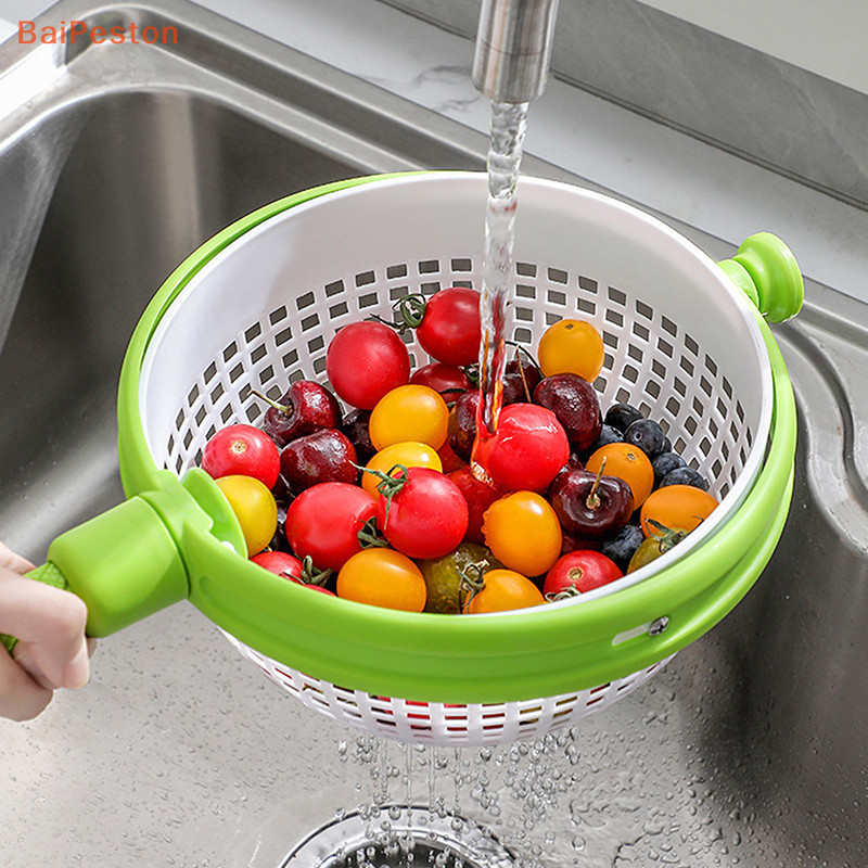 [BaiPeston] Fruit And Vegetable Dehydrator Household Hand Press Vegetable And Fruit Salad Rotag Cleaning And Dehydration Device  