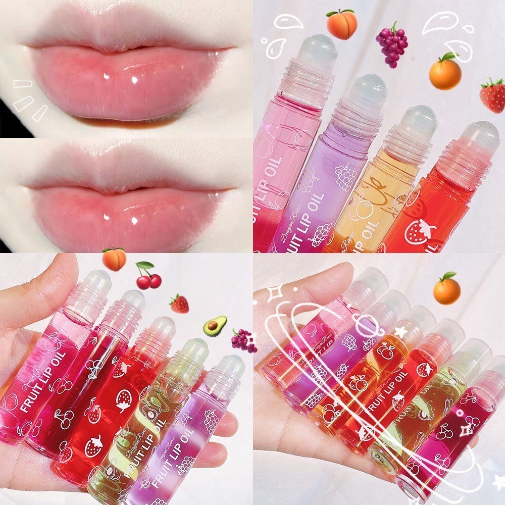 Lip Oil Roll-On Lip Oil Fruit Colorless Moisturizing Moisturizing Liquid Moisturizing Roll-On Mouth Oil Anti-Dry Colorless Transparent Lip Care Oil Colorful Lip Oil Moisturizing Lipstick Liquid Moisturizing Roll-On Mouth Oil Colorless Transparent Fruit Li