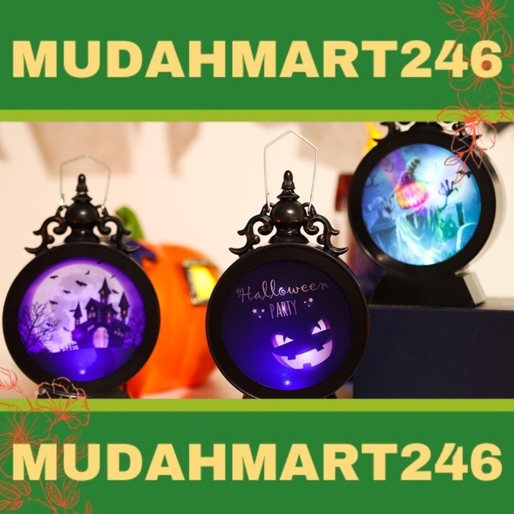 mudahmart246 NOBELJIAOO 1Pc Retro Halloween LED Pumpkin Ghost Lantern Lamp DIY Scary Light Bar Party Decorations Home