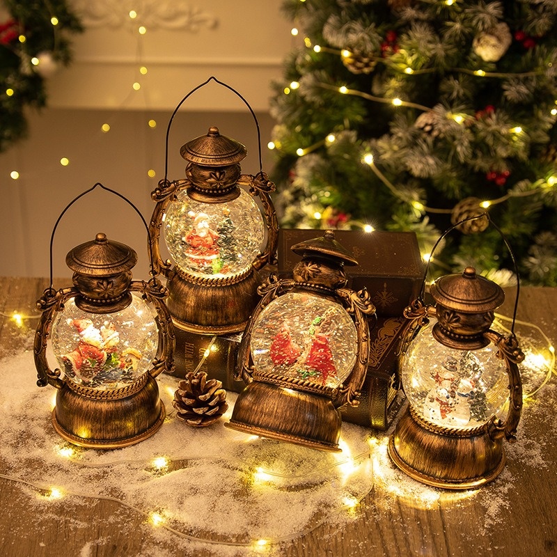 Christmas Oil Lights Room Decoration Nordic Music Light Crystal Ball Automatic Snow Music Box Christmas Gift