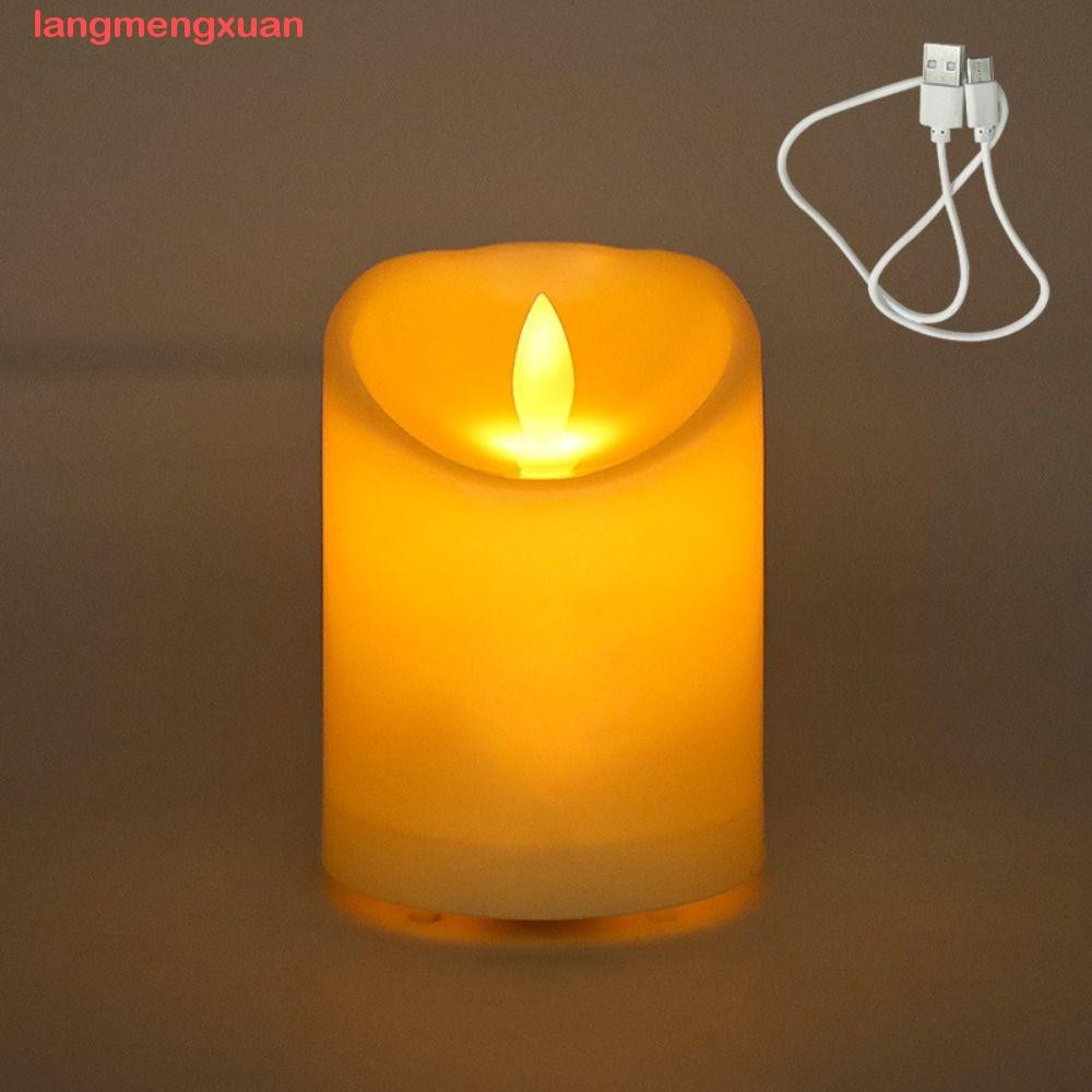 LANGMENGXUAN Warm Glowing Candles, Decorative USB Rechargeable Electronic Candle Light, Cordless Creative Waterproof Portable Swing Flameless Candles Home Decor