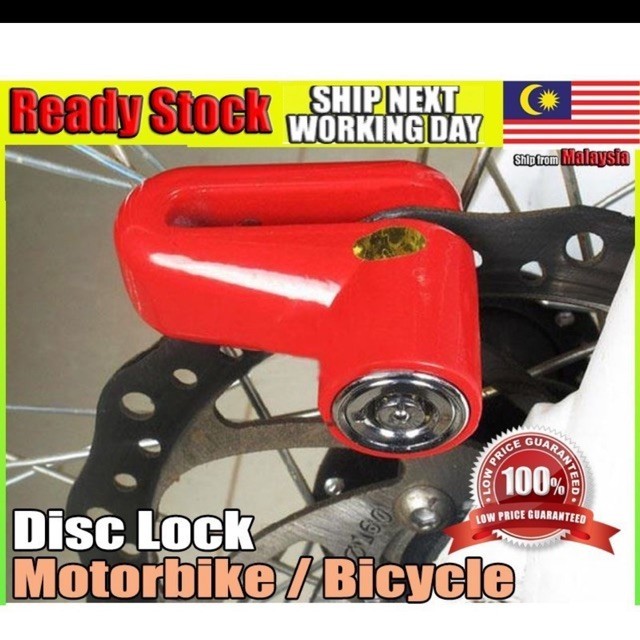 Disc lock Motorbike Bike Motosikal Bicycle Anti Theft Wheel Disc Brake Lock Security With Keys