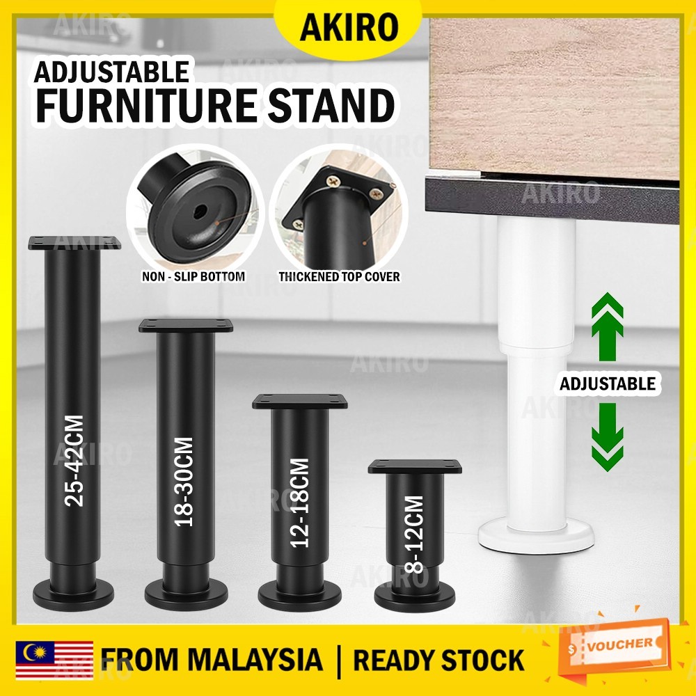 AKIRO Heavy Duty Adjustable Metal Table Leg 8-42cm Furniture Feet Sofa Bed Cabinet Leg Replacement Kaki Meja 橱柜脚