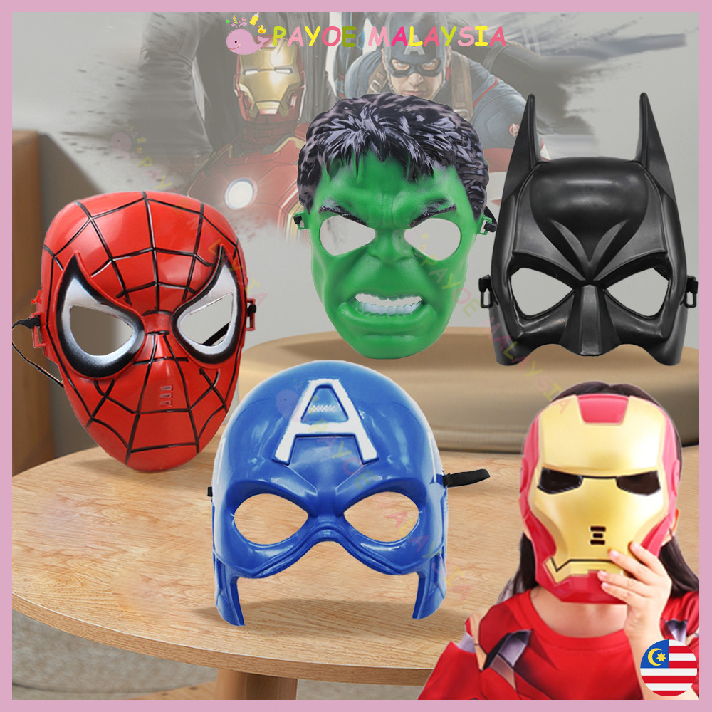 Payoe Kids Cartoon Anime Mask Spiderman Batman IronMan Mask Super Hero Birthday Party Cosplay Mask Cosplay Costume