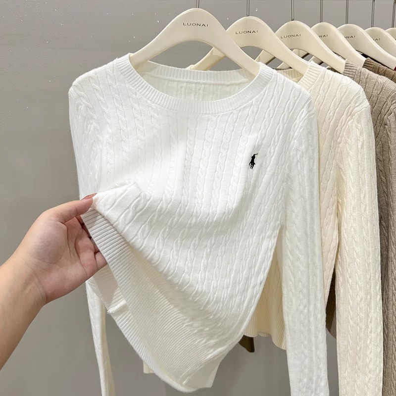 Autumn New 9 Colors Long Sleeve+ Short Sleeve Horse Logo Sweater for Women Loose Knitted Top