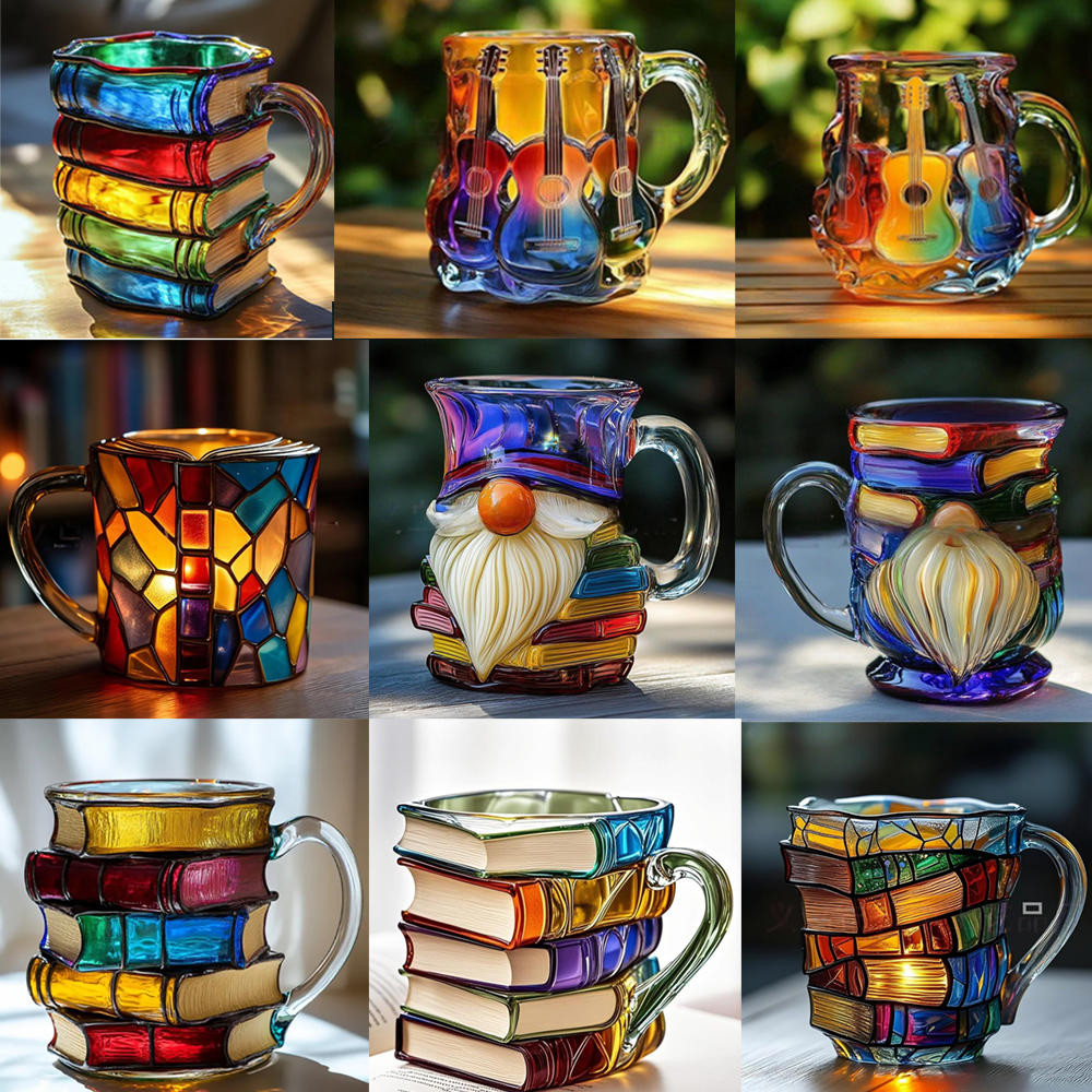 Painted Book Mug, 3D Colored Resin Book Coffee Mug, Novelty Coffee Mugs for Book Lover Gifts 11 Oz Cool Funny Bookish Cute Tumblers Books Worm Readers Writers Librarian Gifts