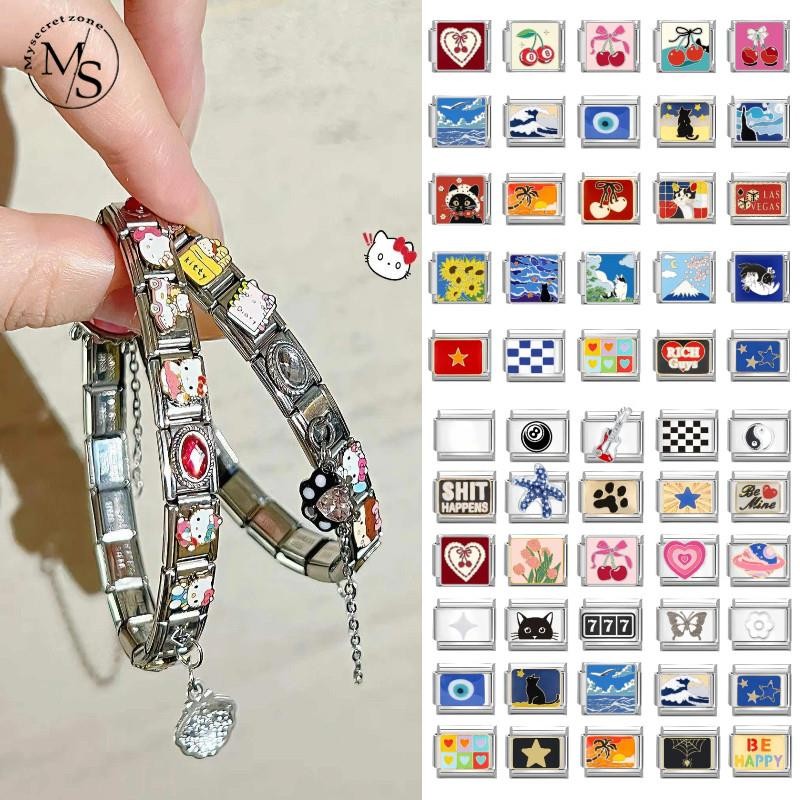 Hot Love Flowers Italian Charm Bracelet Fit 9mm Stainless Steel Bracelet DIY Jewelry Making Accessories Retro Personality Module Bracelet Accessories