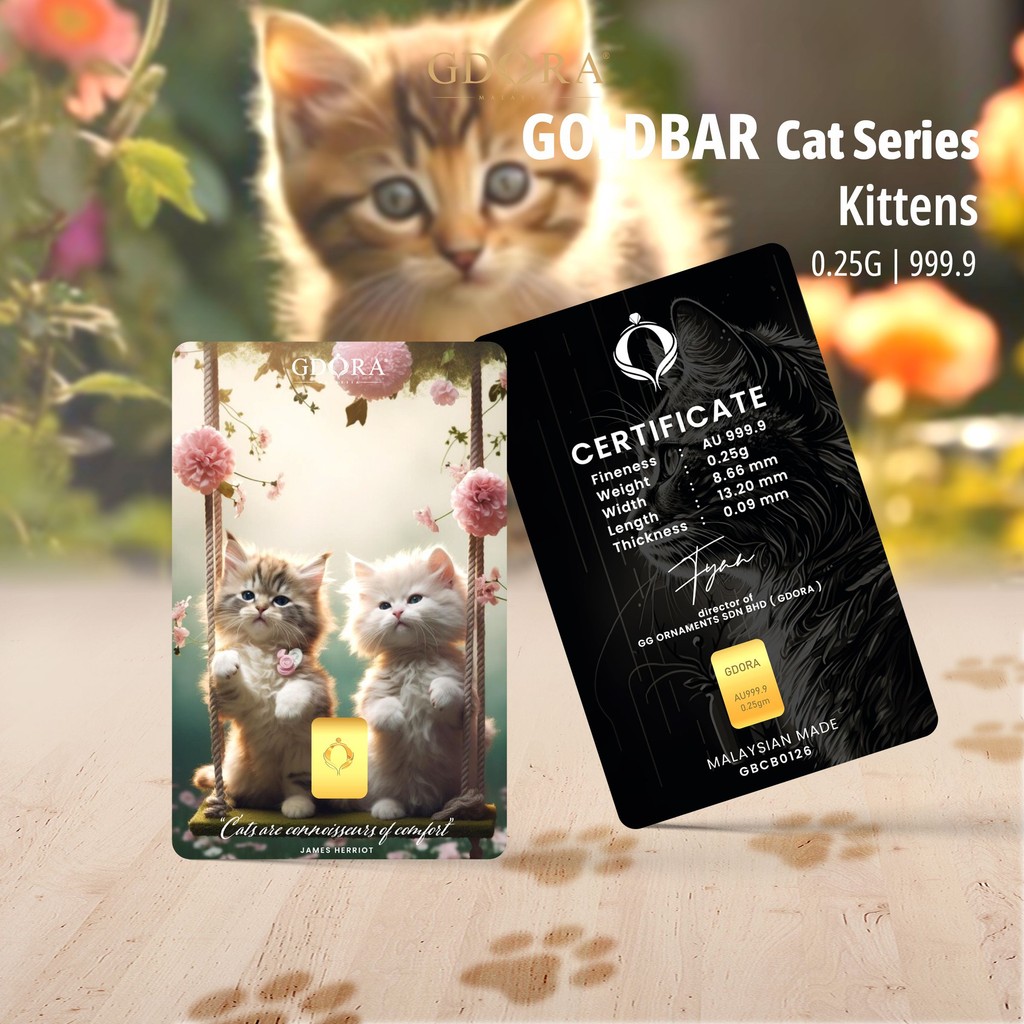 GDORA Gold Bar 0.25gram Kitten 999.9