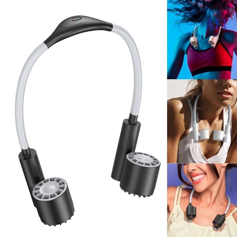 All Wearable Fan Hands-Free Rechargeable Headphone Design USB Powered Neck Silent Fan 360° Rotatable for Outdoor Indoor