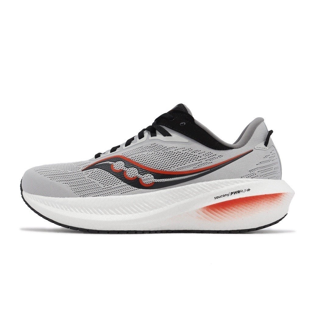 Saucony Jogging Shoes Triumph 21 Wide Last Cement grey Black Orange Shock Absorber stabil Socony lelaki [ACS] S2088230