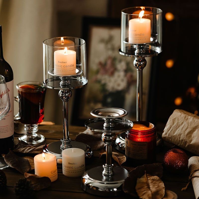 Light Luxury Candle Holder Retro Romantic Atmosphere Dining Table Candlelight Dinner Simple Modern Decoration Ornaments