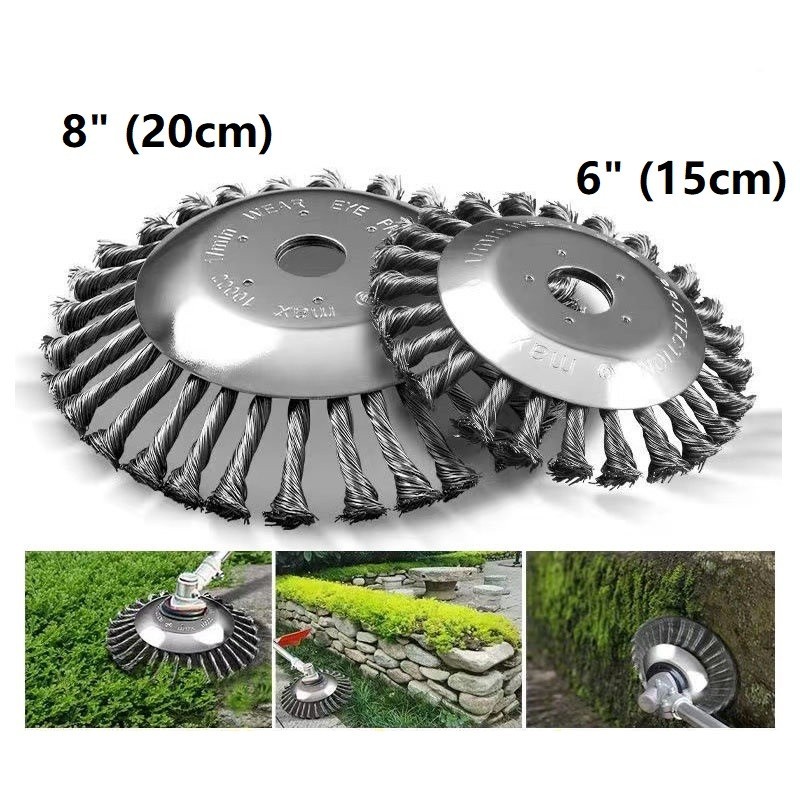 6" & 8" Stainless Steel Wire Grass Trimmer Lawn Mower Derusting Weeding Wheel Mata Mesin Potong Rumput Bersih Lumut