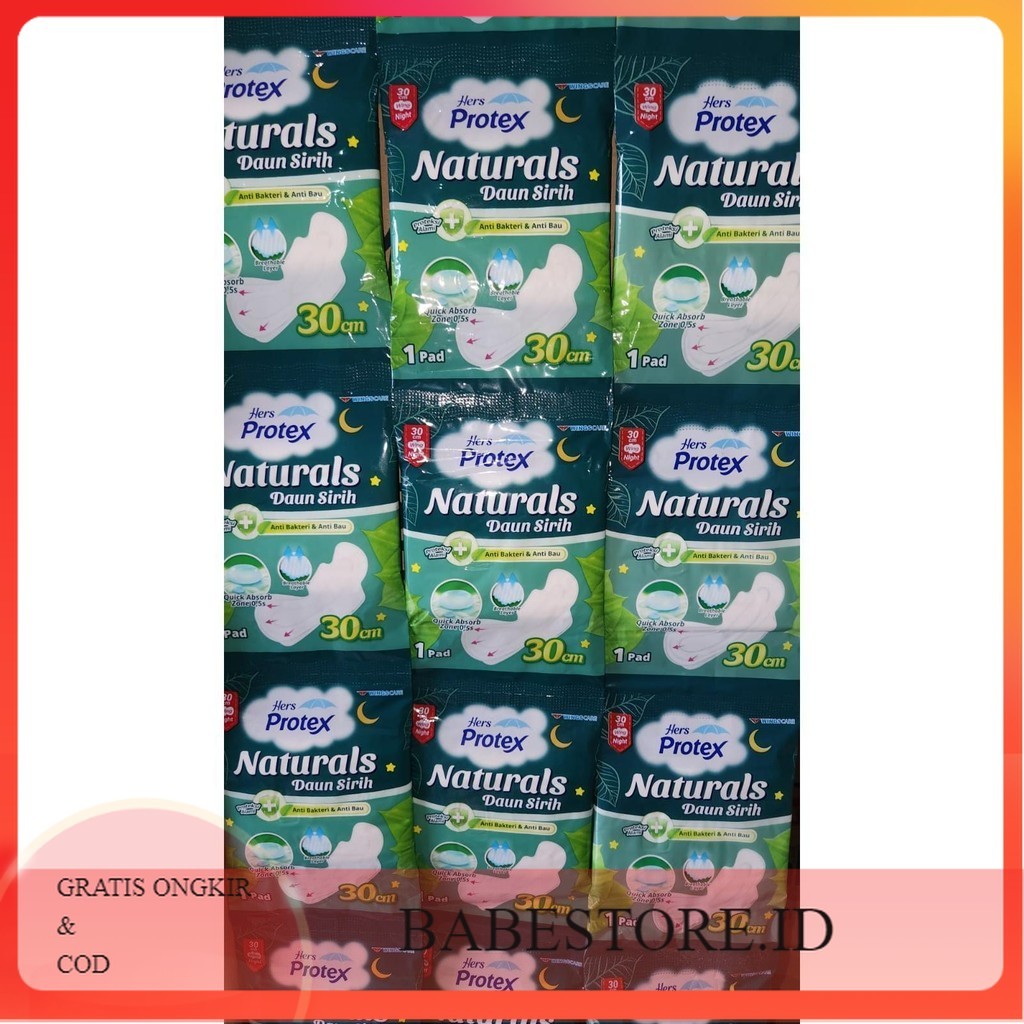 3 Packs (30 pcs) HERS PROTEX NATURALS Betel Leaf Night Wing 30 cm