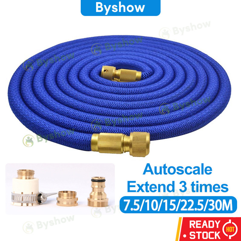 【Byshow】Hose Pipe Garden Watering Sprinkler System Car Wash Magic Hose High Pressure Flexible Hose Telescopic Connector Irrigation Hose   Expandable   Outdoor Hos Paip Cuci Kereta Getah Paip Pencuci Kereta