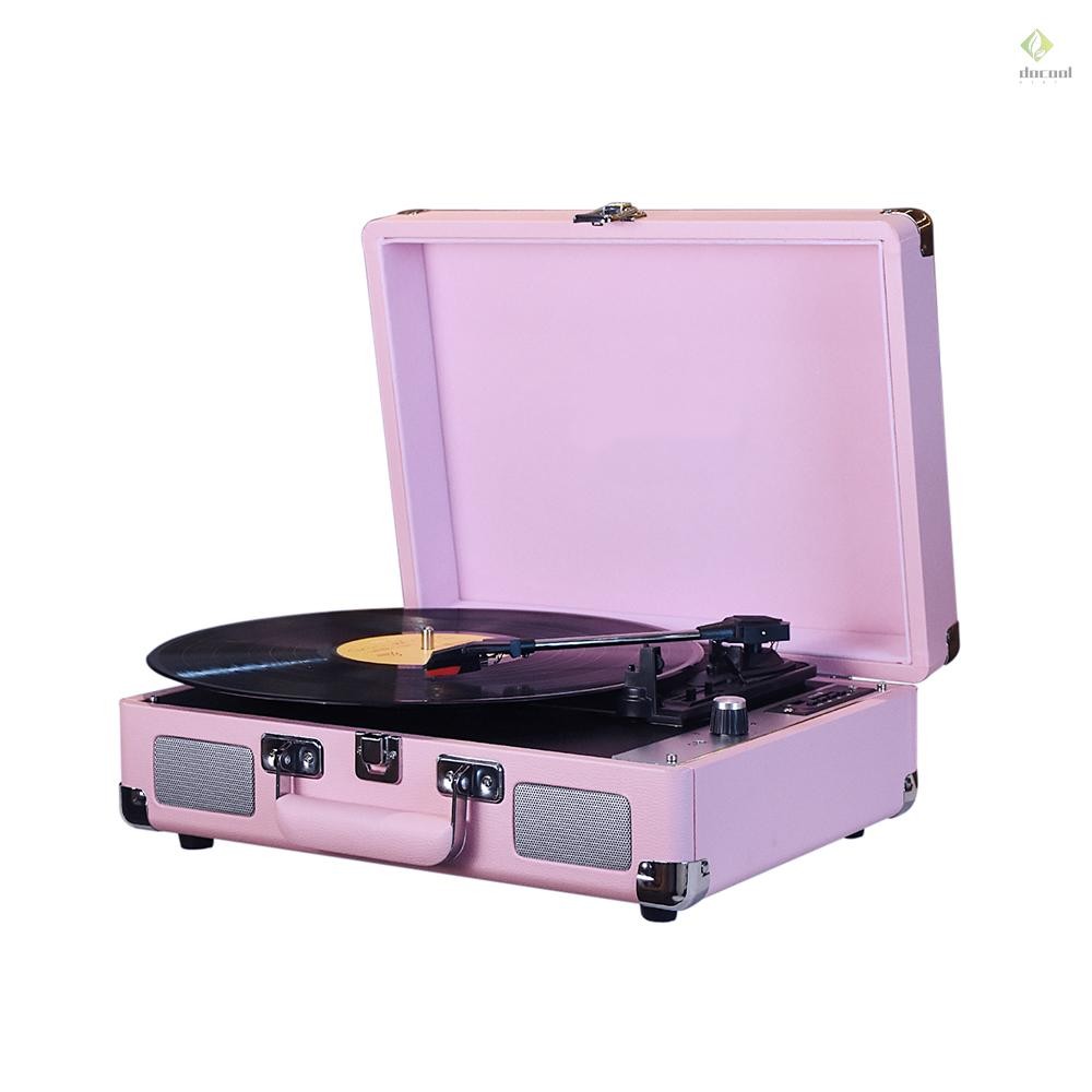 Vintage Vinyl Record Player BT Phonograph USB Recording 33/45/78RPM Support for 7/10/12inch Vinyl Records Turntable Portable Record Player with Speakers 3.5 Audio Input RCA Line Ou