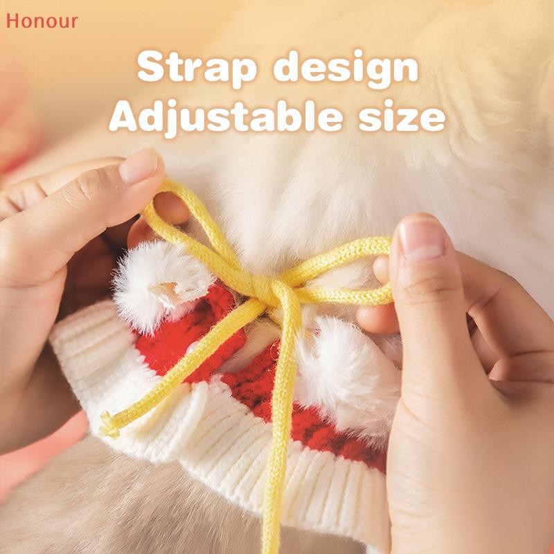 [Honour] Handcrafted Cat And Dog Drool Bib - Knitted New Year Pet Scarf And Decorative Collar Accessory For Small Pets