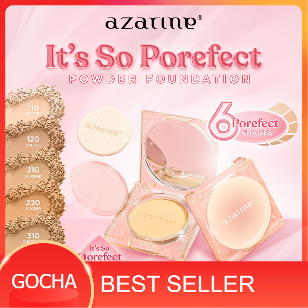 GOCHA It's So PorefectAzarine! Powder Foundation [8 gr] Compact Powder two way cake Buildable Coverage with Instant Pore Blurring Effect TWC