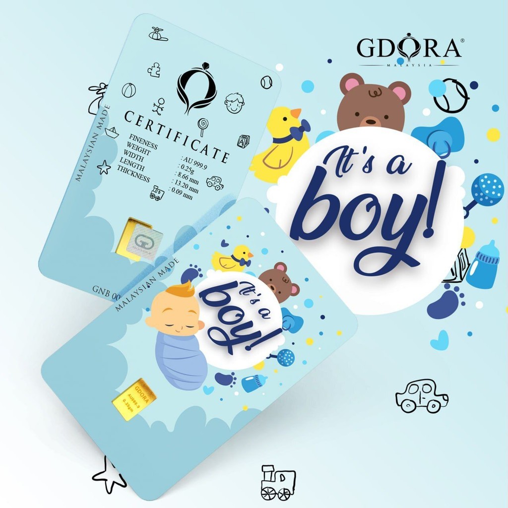 GDORA Gold Bar 0.25gram  NewBorn Baby Boy 999.99