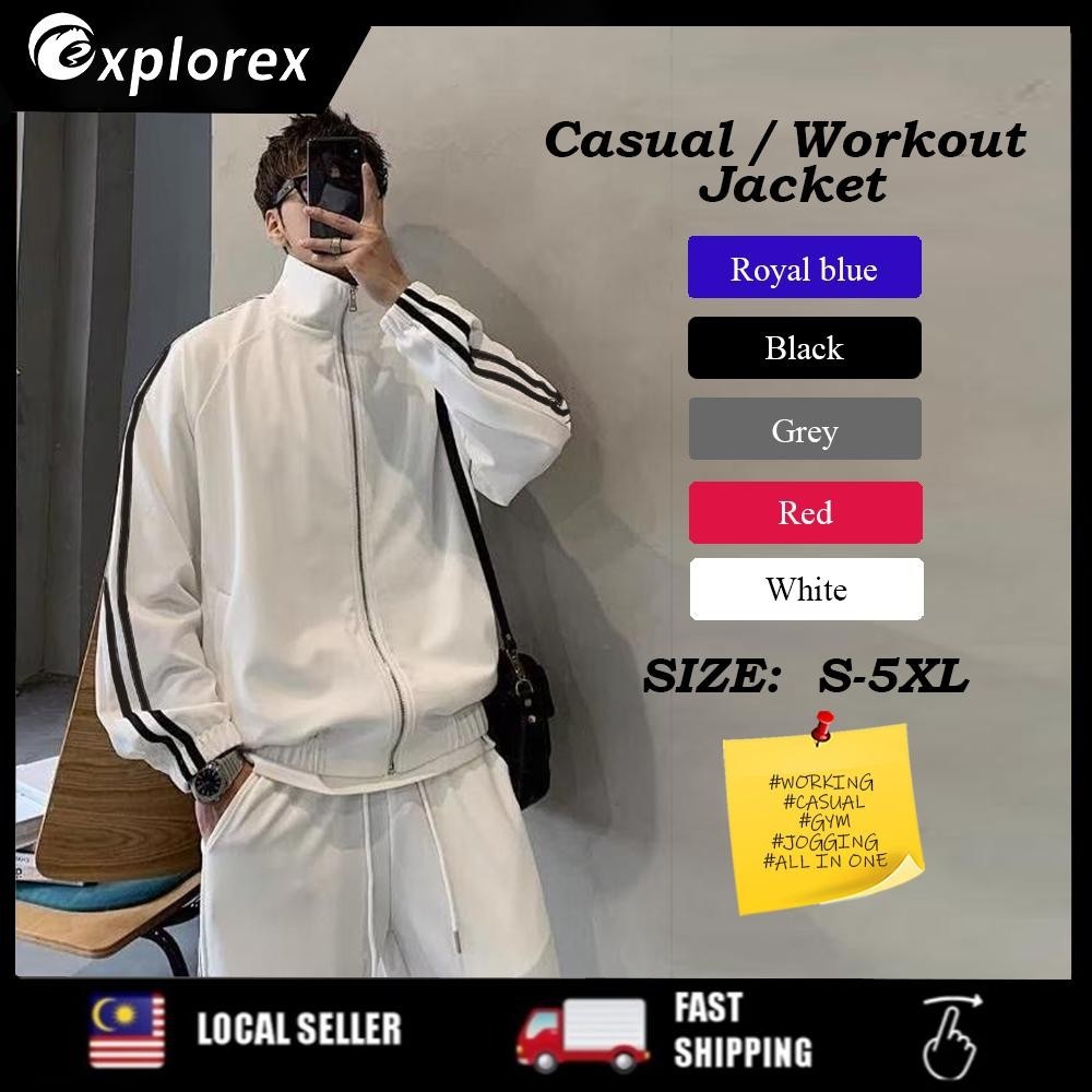 EXPLOREX Men Jacket Gym jacket Training Jacket Men outerwear Coat Black Jacket Blue Jacket Jaket Lelaki Oversize Jacket