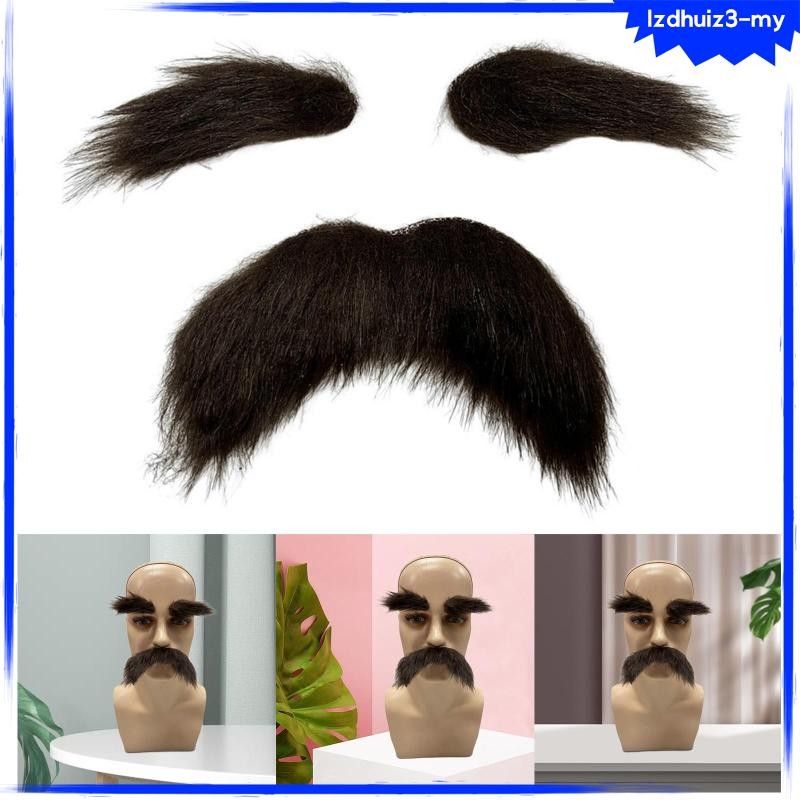 [lzdhuiz3] Eyebrows Kits Decoration Disguise Supplies Self Adhesive Fake Mustache Set