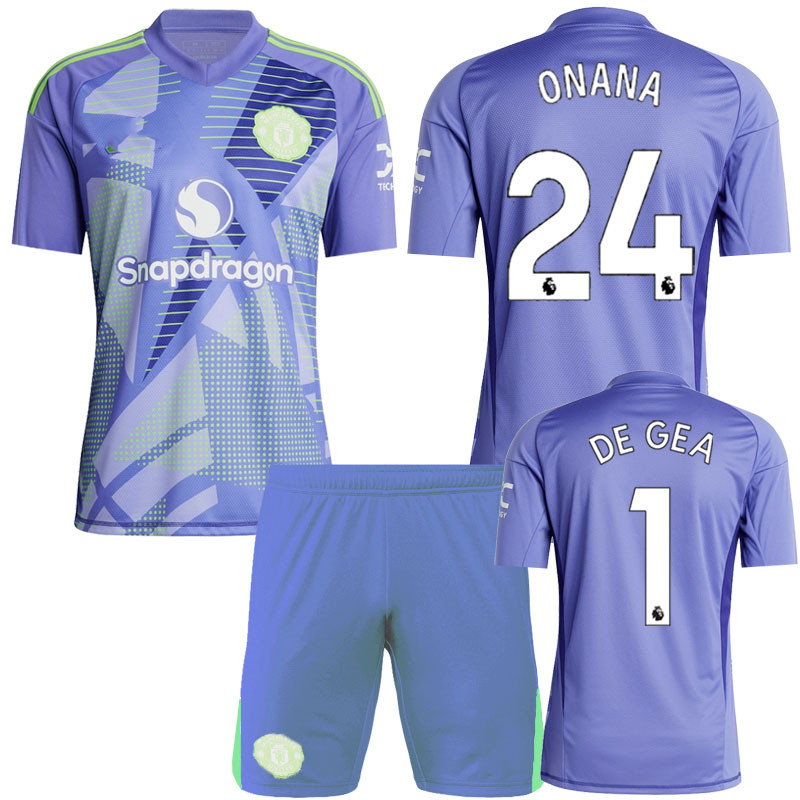 Soccer Goalkeeper Jersey Onana De Gea Goalkeeper Jersey Purple Short Sleeve Set Sportswear Match Jersey