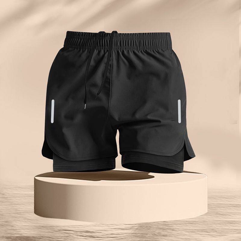 Men's Swimming Trunks Double-Layer Lining Anti-Embarrassment Shorts Running Sports Quick-Drying Shorts 4vZX