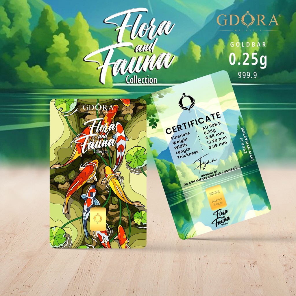 GDORA Gold Bar 0.25gram Flora & Fauna Koi 999.9