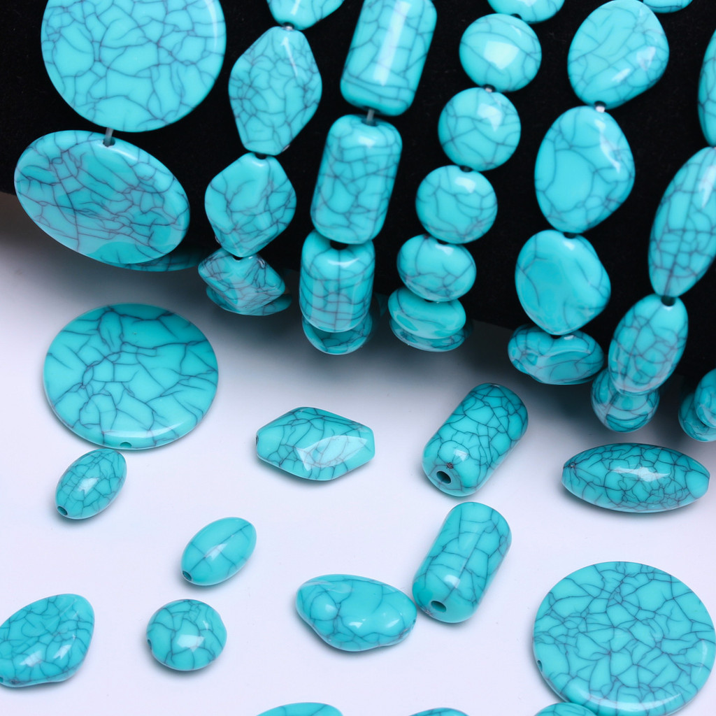 5-100pcs Imitation Turquoise Loose Spacer Beads Round Tubular Pendants Irregular For Necklace Earrings Bracelet Craft Supplies Beading Material Jewelry Making Accessories