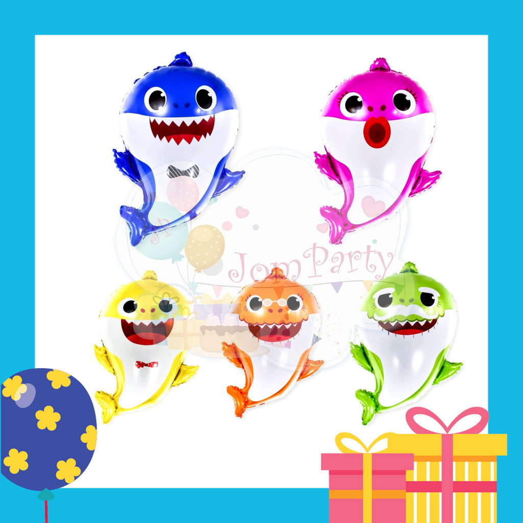 JomParty Family Shark Doo Doo Foil Balloon Kids Fun Decoration Set Belon Tema Keluarga Jerung Penyanyi Menarik Comel