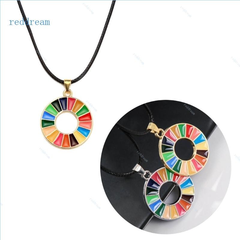 REDD Sustainable Development Goals Keychain United Nations SDGs Keyring Colorful Rainbow Pendant Choker Geometric Neckla