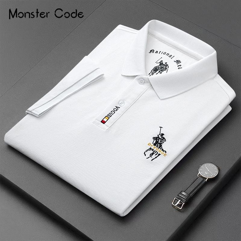 Men's short-sleeved T-shirt high quality three-dimensional embroidery lapel casual business shirt