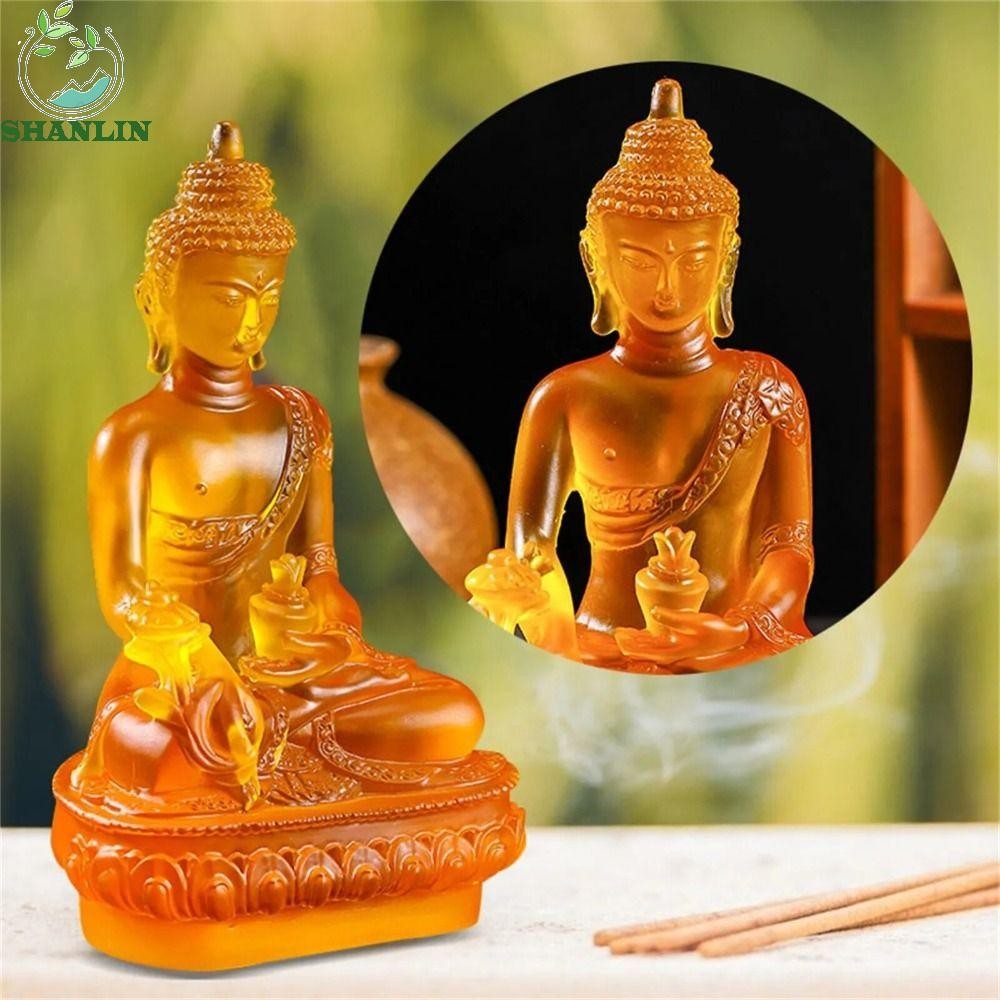 SHANLIN Medicine Buddha Statue, Thai-style Resin Craft Resin Buddha Crafts, Retro Zen Ornaments Handmade|Buddhist Sculpture Office