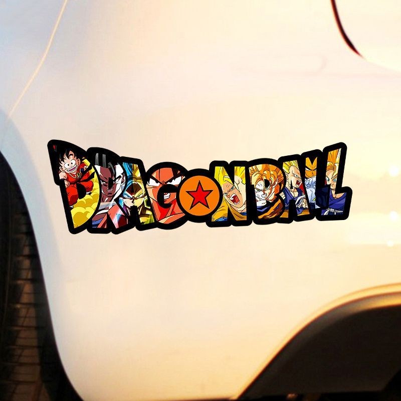 [Ready Stock] Dragon Ball Goku Creative English logo Game Sticker Anime Cartoon Body Motorcycle Decoration Glass Reflective Sticker School Merchandise Student Party Office Worker