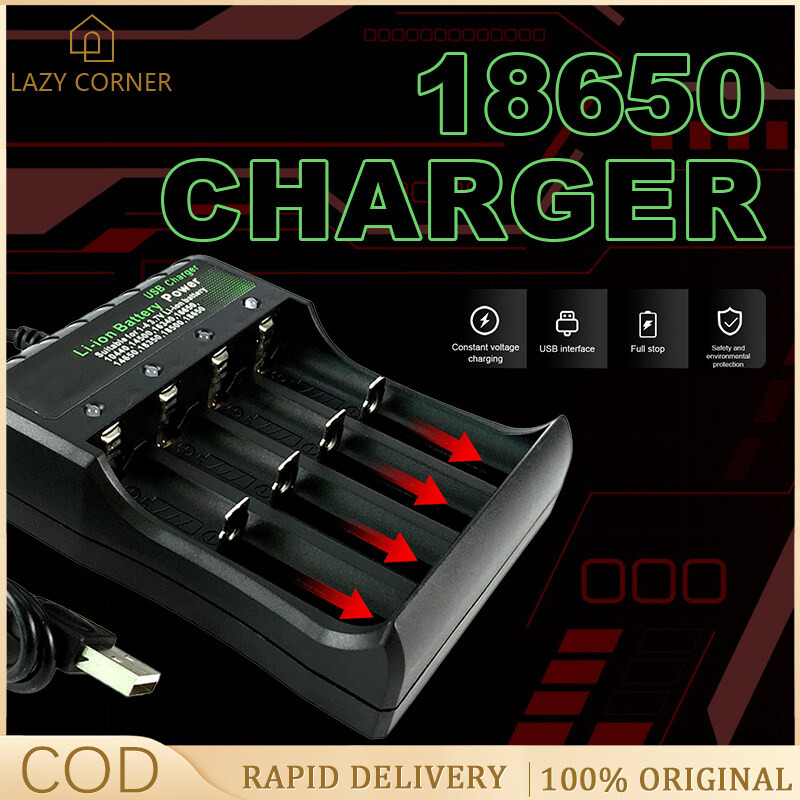 Battery Charger 4 Slots Lithium Ion Battery Charger 18650/14500 Battery Charger Portable Travel USB Charger DC 4.2V