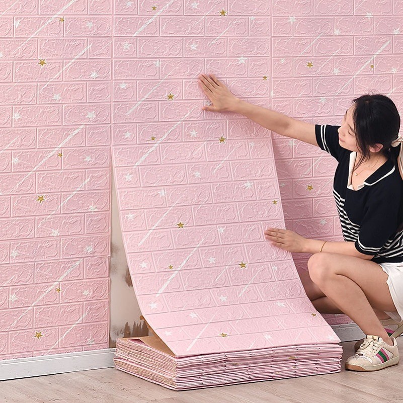 Wall Paper Dinding Adhesive Sticky Wall Decor 3D Foam Wallpaper Wall Stickers Wall Decor For Home Bedroom Living Room