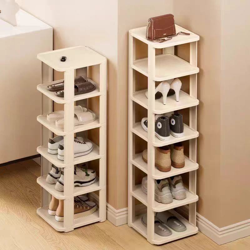 Shoe Rack Multi-layer Folding Narrow Shoe Rack Plastic Simple Shoe Rack Organizer Shelf Space-Saving Rak