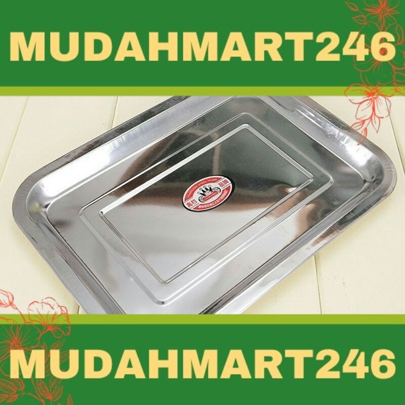 Large Steel Plate Grill Plate Stainless Steel Plate Tray Plate Grilled Fish Plate 大号钢盘子烧烤盘 方盘 不锈钢碗碟 拖盘 烤鱼盘