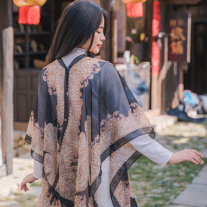 Women's Batik Silk Scarf - Chiffon Beachside Elegant Style