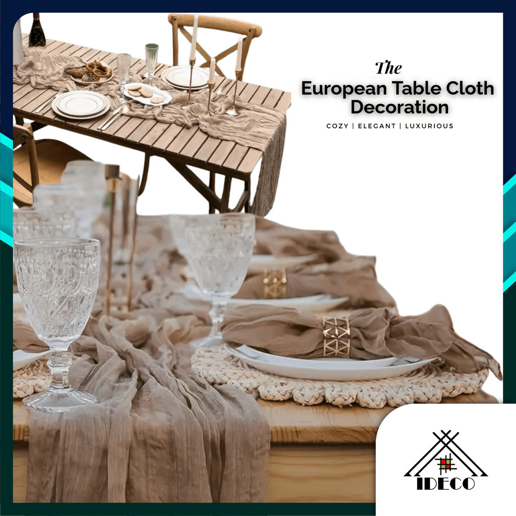 iDECO™ 90cm x 180cm Cheese Cloth Tablecloth Bohemian Style Crinkle Table Runner Cheesecloth Table Runner Gauze