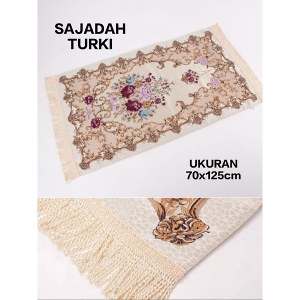 Turkish Prayer Prayer Rug Made from Premium Silk Satin with Floral Motifs || Muslim Fashion ||