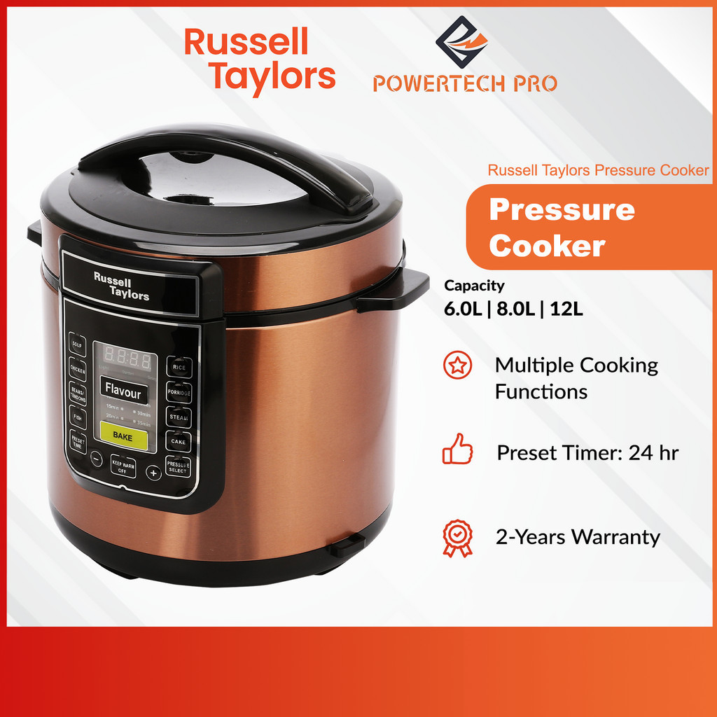 Russell Taylors Pressure Cooker with 9-Cooking Multi Rice Cooker (PC-60 | PC-80 | PC-12) - 6 - 12L