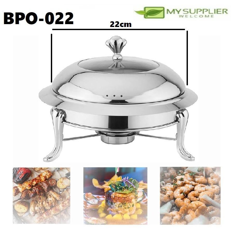 BPO-022 22CM Chafing Dish Stainless Steel Small Hot Pot Buffet Pot Food Warming Tray