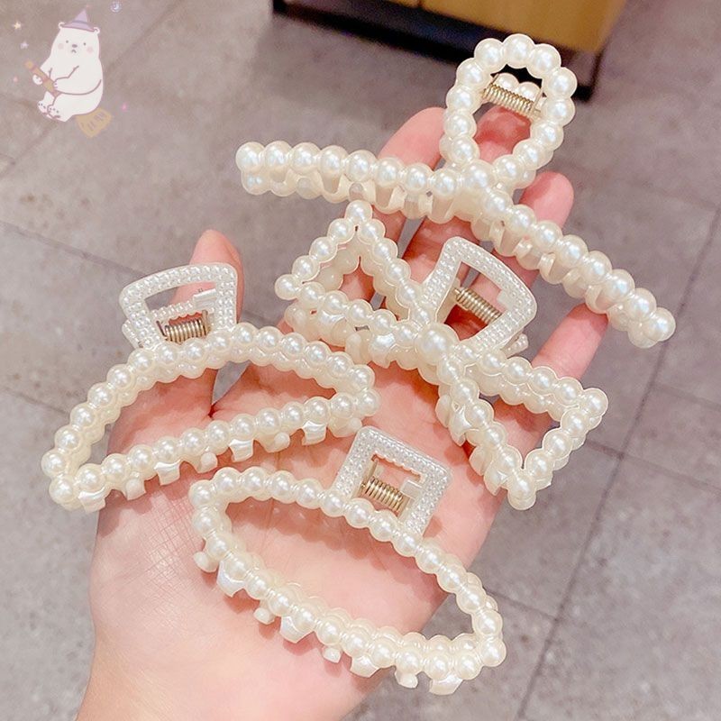 【E.five】 Pearl Hairpin Bathing Catch Clip Fashion Elegant Temperament Plate Hair Clip Headdress E